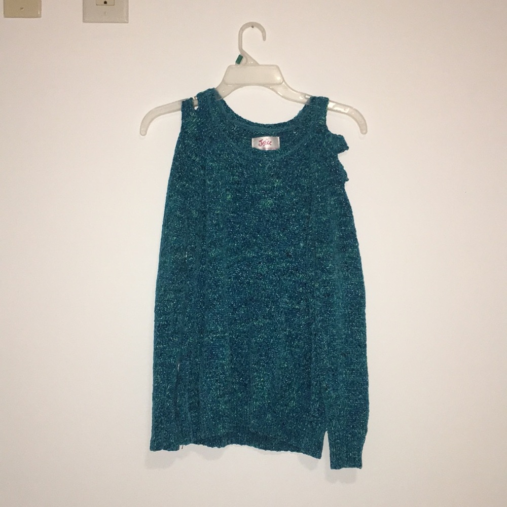 A blue sweater